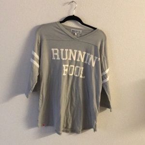 WildFox running fool t shirt grey white NWT s